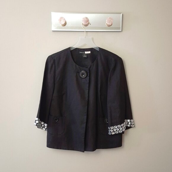 EUC Focus Lifestyle long sleeve linen jewel jacket, 4 - Picture 5 of 8